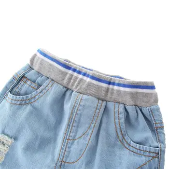 Kid Boy Fashion Mid Waist Holes Jeans Shorts Summer Fashion Denim Shorts Solid Kids Pants 6