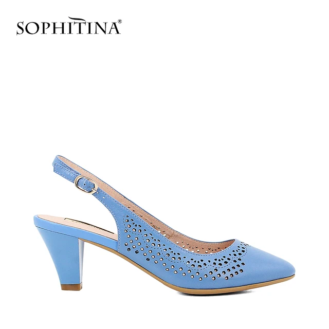 SOPHITINA handmade sheepskin leather sandals women high quality Sexy Hollow out Round Toe back Strap lady shoes Part time S10