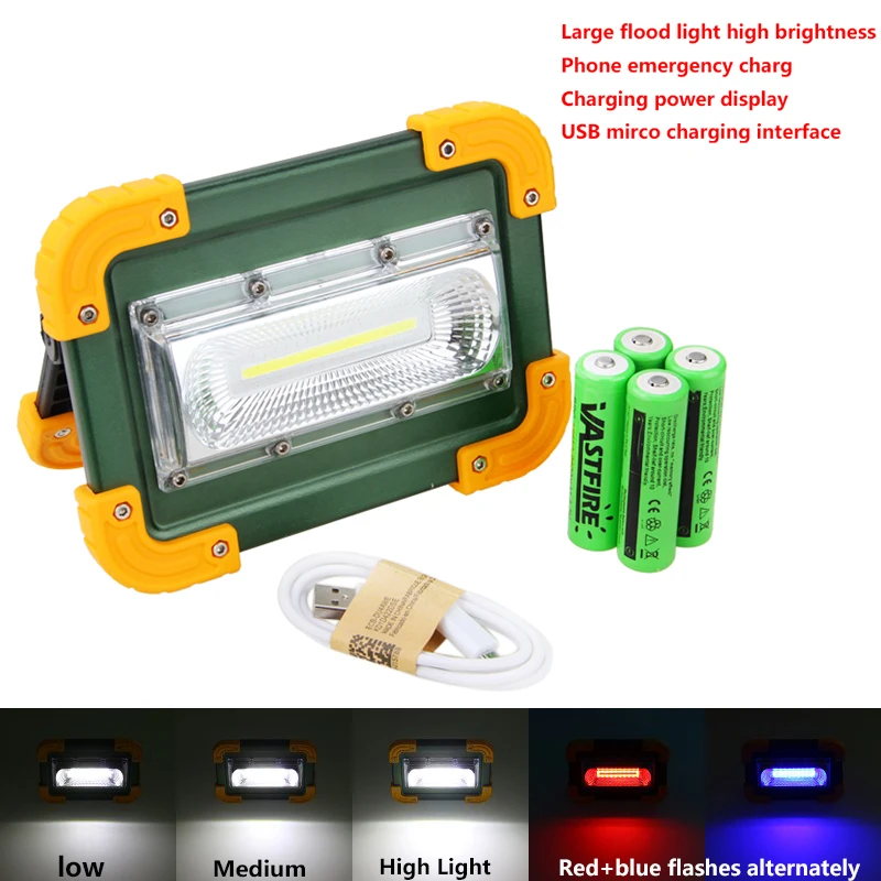 

Waterproof 30W COB LED Spotlights 4 Modes USB Flood Spot Light Portable Light with Rechargeable Battery
