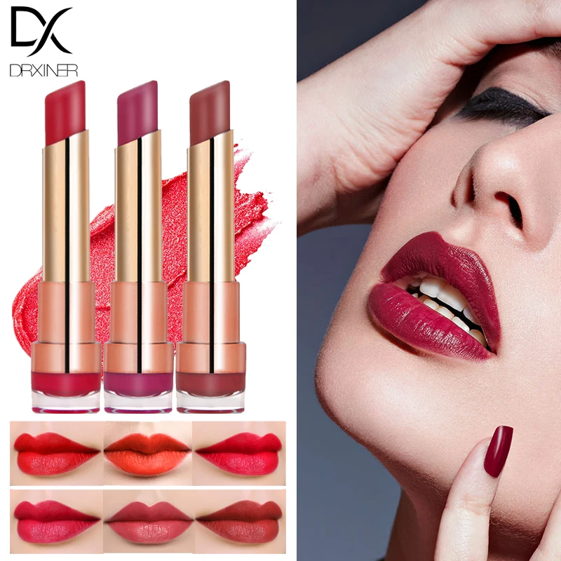 

DRXINER Matte Lipstick New Rouge Matte Soft Creamy Moisturizing Lipstick Makeup Long Lasting Waterproof Velvet Smooth Beauty