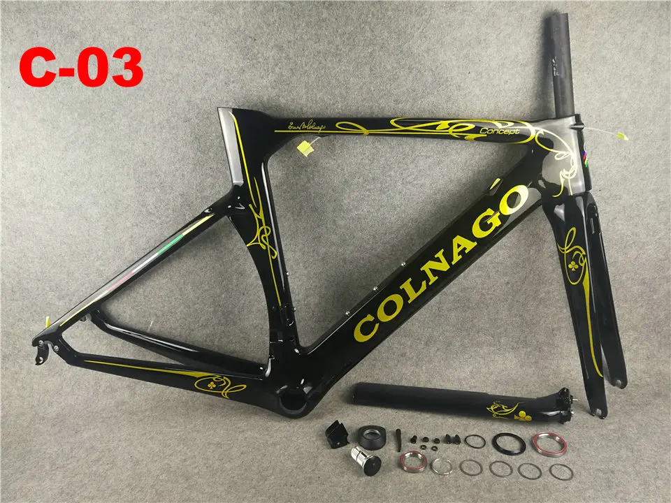 Желтый Colnago концепция рамки дороги углерода Матовая велосипедная углеродная рама XS/S/M/L/XL