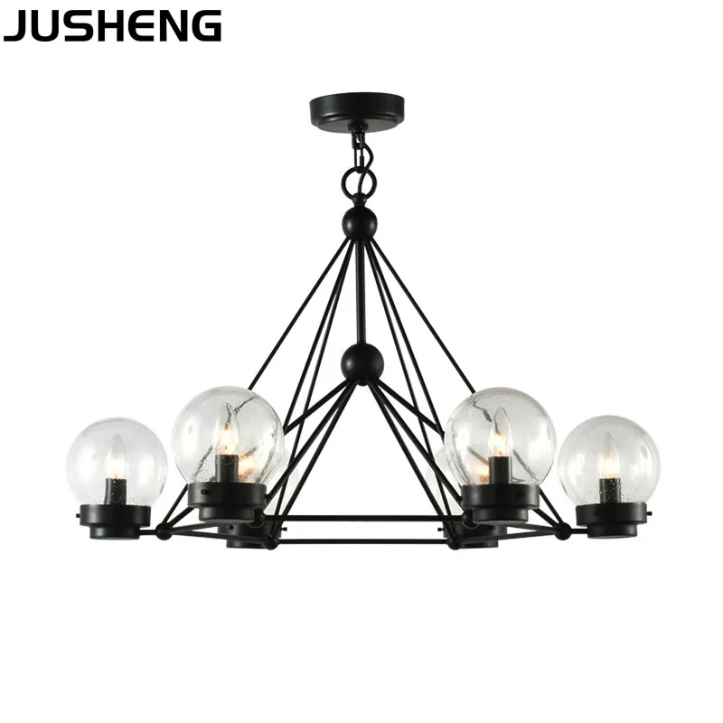 Nordic Style Black  Lighting in Living Room E14 Ceiling lighting with Glass Ball Ceiling Lighting Indoor 220V