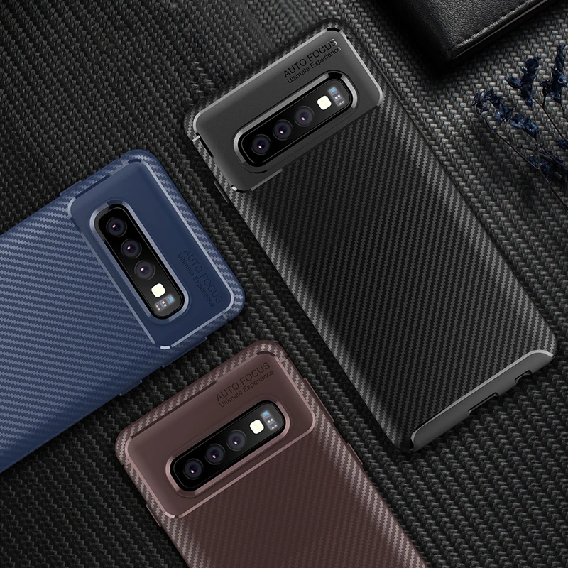 

GKK Case for Samsung S10 Plus S10e lite Case Soft Carbon Fiber TPU Reinforced Anti-shock Black for Samsung S10 Plus Coque Fundas