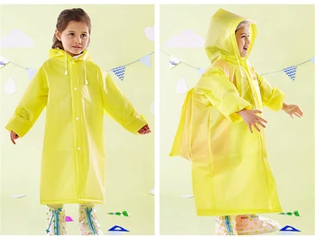 

EVA Yellow Kids Raincoat Backpack Hat Boys Girls Rain Coat Waterproof Raincoat Children Bag Poncho Capa De Chuva Infantil 50yc92