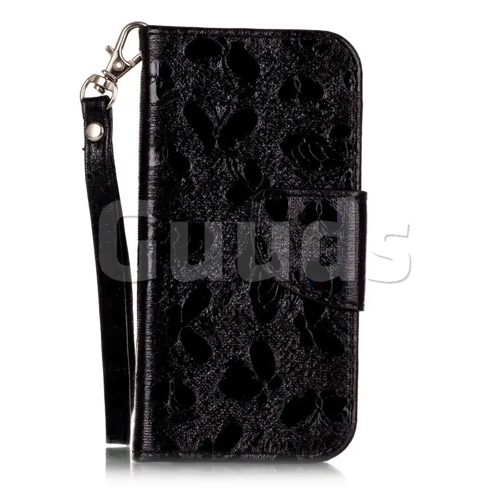 Luxury Laser Butterfly Optical Maser Leather Wallet Case for iPhone 5c - Black