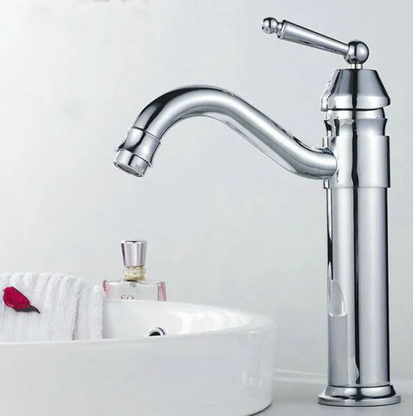 Polished Chrome Brass Swivel Bathroom Basin Faucet Single Handle Sink Mixer Tap 