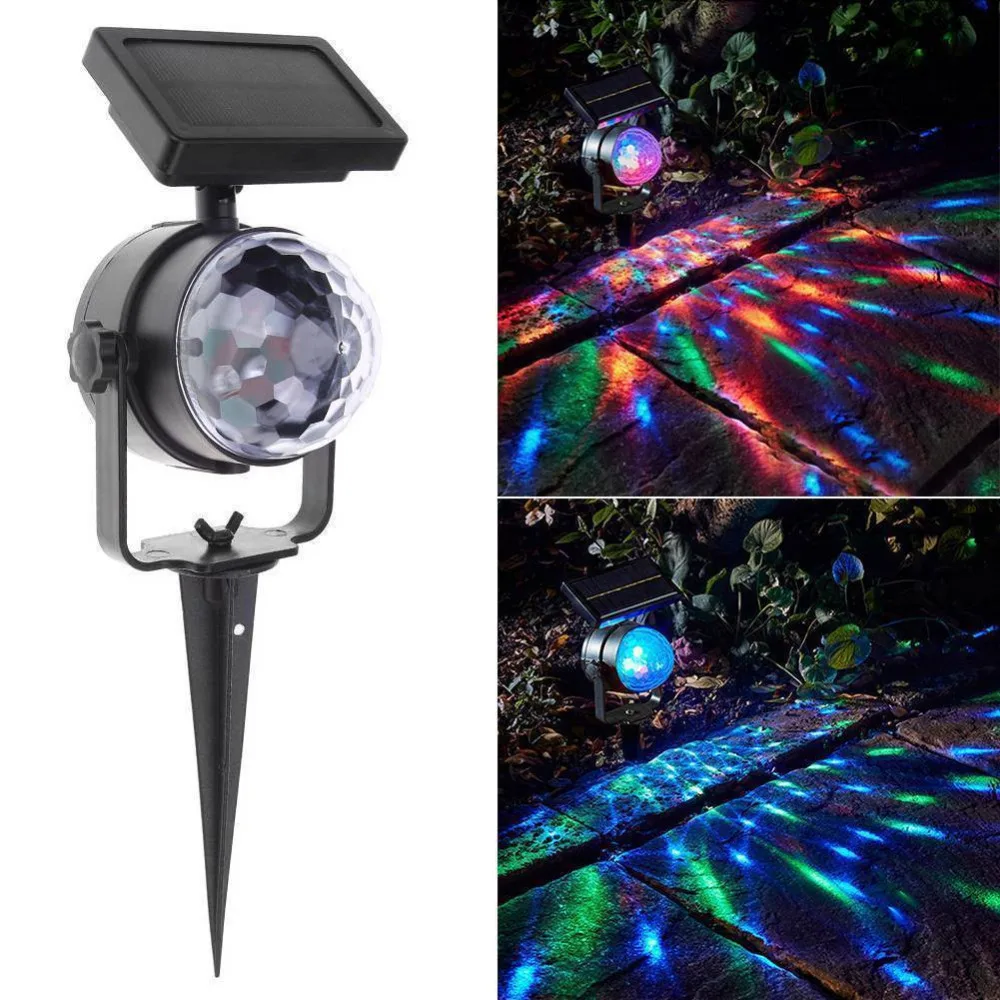 

Outdoor Solar Power LED Projector Light Rotary Spotlight Moving Lamp Garden Yard