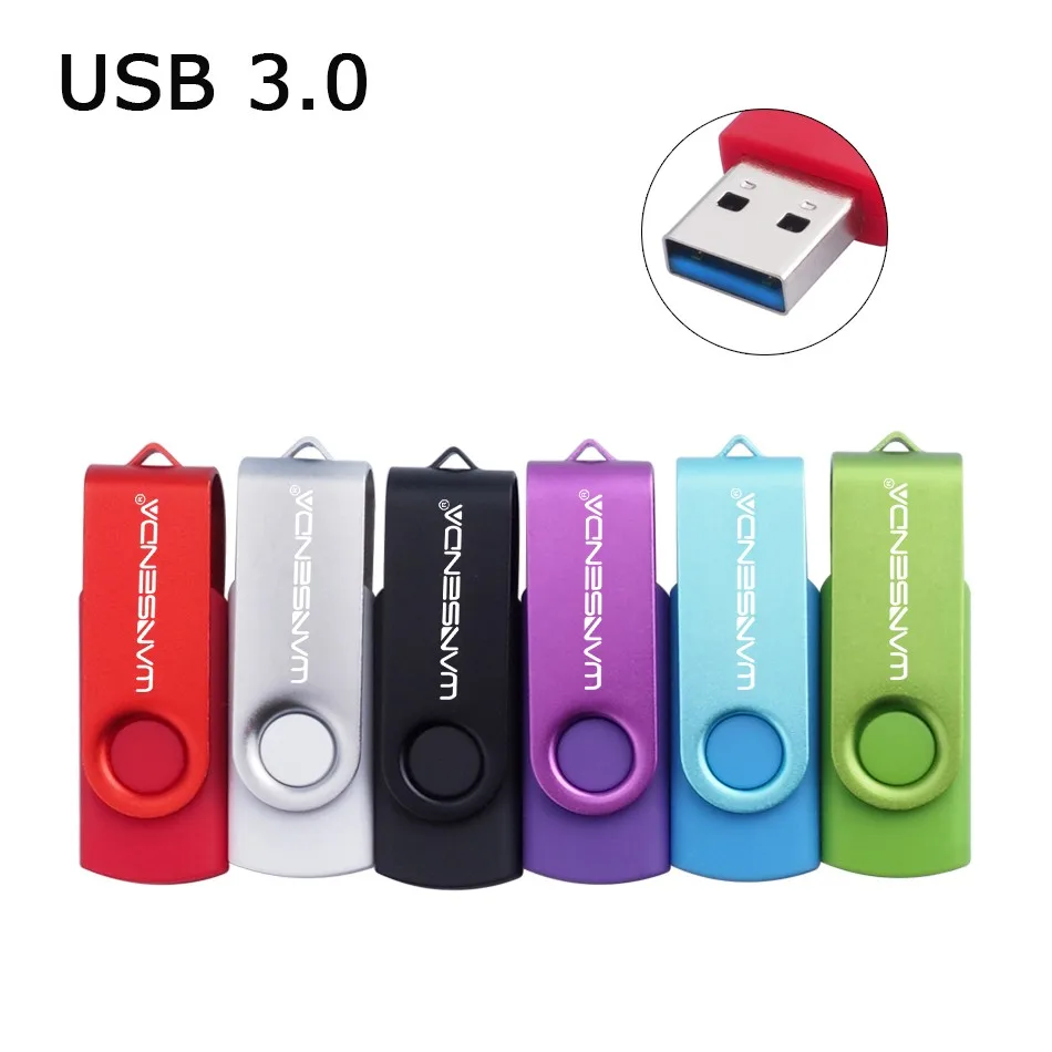 Wansenda USB 3,0 mini поворотный красочные USB Flash Drive 64 ГБ 32 ГБ 16 ГБ 8 ГБ 4 ГБ Хорошее качество творческой флешки 2 шт./1 лот