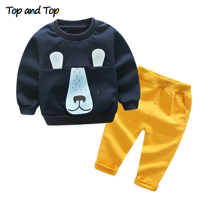 

Top and Top Autumn Children Boys Fashion Clothes Long Sleeve T-shirt Pants 2Pcs Suits Cotton Kids Clothing Set Boys Tracksuit