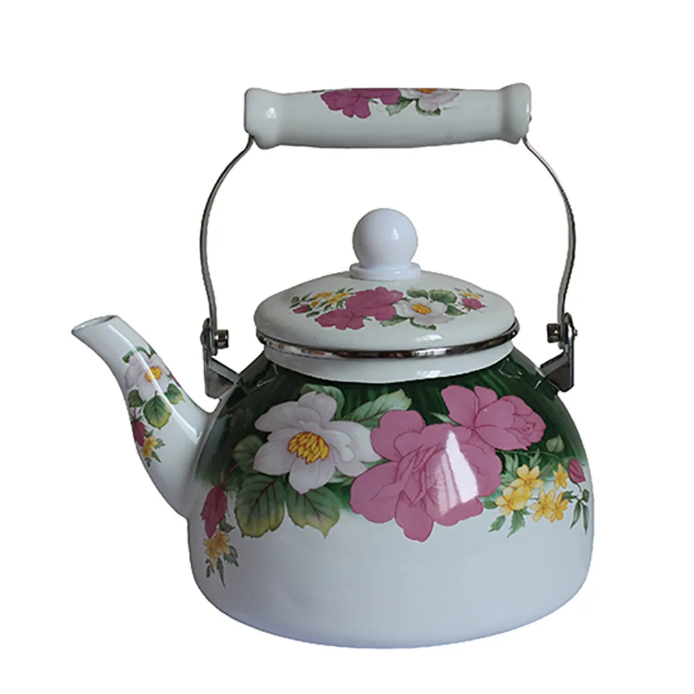 

4L Carbon Steel Enamel Kettle Ceramic Handle Tea Pot with Induction Bottom