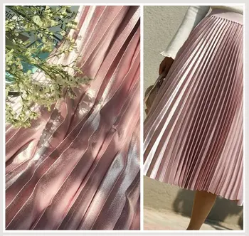 

pink Pleated satin Panel, satin Vertical crease, satin accordion pleated fabric, pleats satin fabric by the yard