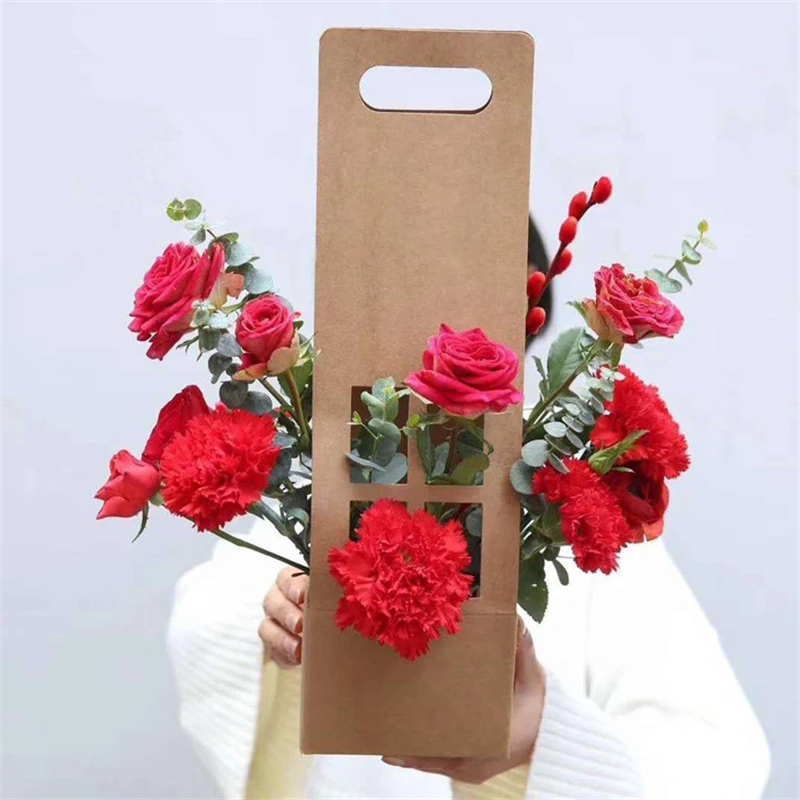 5 шт./лот крафт-бумага коробка цветок упаковочная коробка портативный картон цветок коробка
