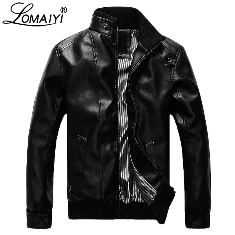 

LOMAIYI Men's Faux Leather Jacket Men Autumn Winter Slim Motorcycle PU Clothes Kearo Mens Fur Coat Male Leather Jackets BM261