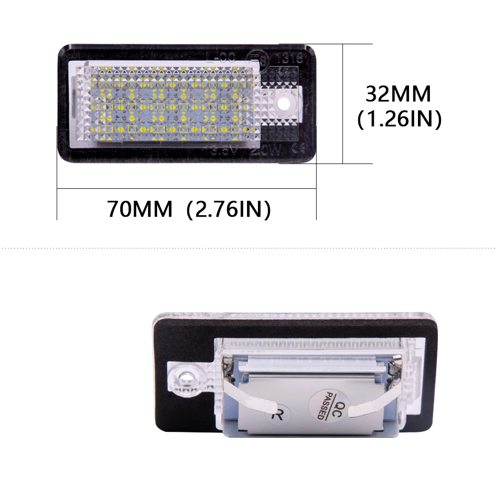 2 шт., прямой крой, Canbus, без ошибок, светодиодный светильник для номерного знака, белая лампа, подходит для Audi A3/S3/A4/S4/A6/A8/Q7(подходит: Audi) 12 В