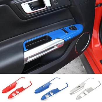 

Newest Window Glass Lift Down Control Panel Cover Adjust Frame Interior Trims ABS For Ford Mustang 2015 16 17 Up Free Shipping