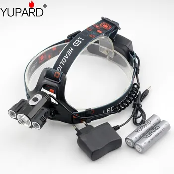 

YUPARD camping fishing XM-L T6 LED+2*CREE Q5 LED Headlamp Headlight bicycle light multifunction+2*18650 4200mAh Battery+Charger