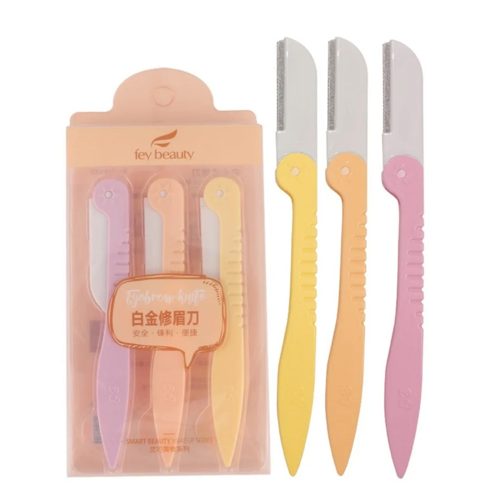 Eyebrow Trimmer Knife Stainless Steel Eyebrow Knife With Plastic Cover Safety Makeup Facial