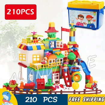 

210pcs My First Castle Amusement Park Construction Figure Big Size Building Blocks Kids Toys Compatible With Duplo