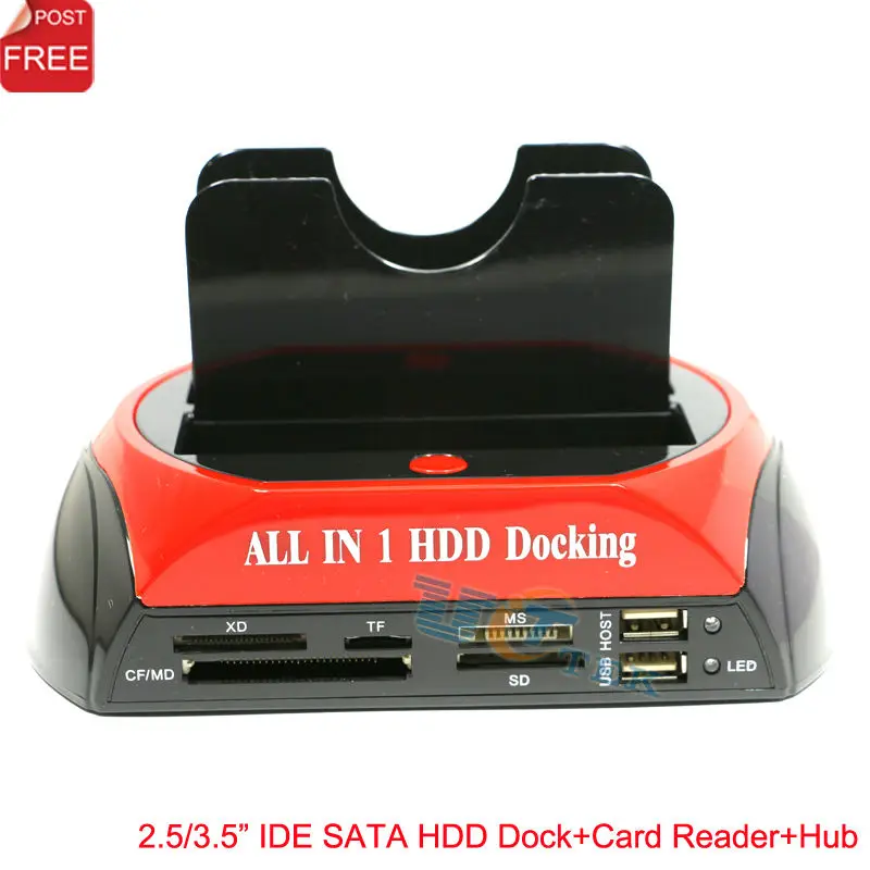 All in 1 Dual 2.5 inch// 3.5 inch SATA//IDE HDD Dock Station with Card Reader /& Hub