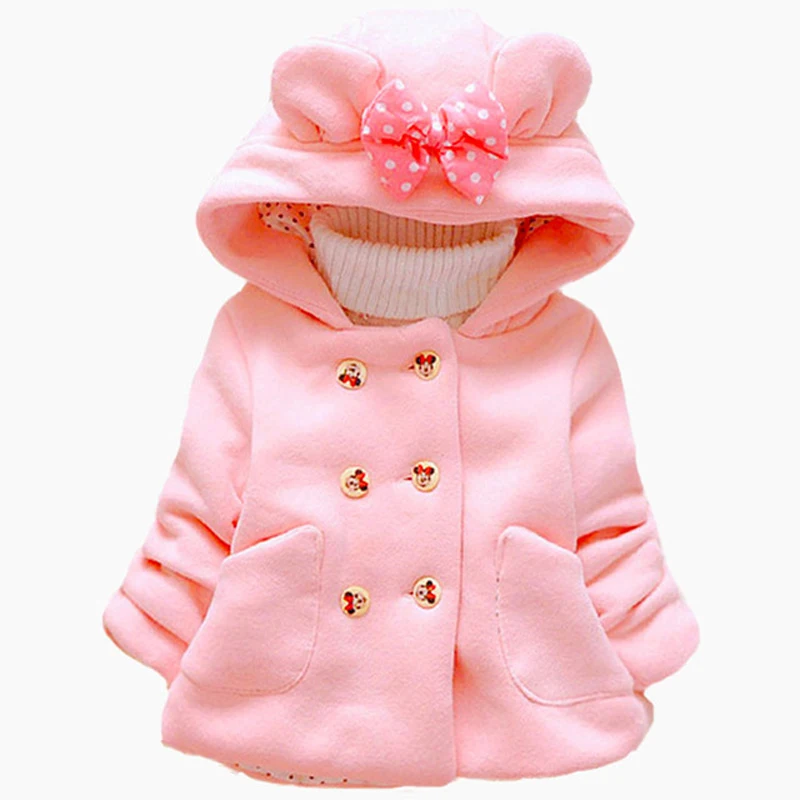 

Toddler Children Autumn Jacket Kids Clothes Girls Cartoon Minnie Bow Hooded Outerwear Coat Infant Baby Christmas Winter Clothing