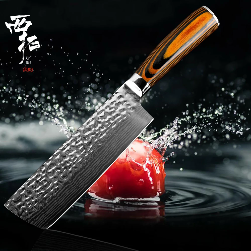 

XITUO Damascus Laser Pattern Chef Knife Forging Anti-stick Stainless Steel Sliced Meat Chopped Kitchen Restaurant Cooking Tools