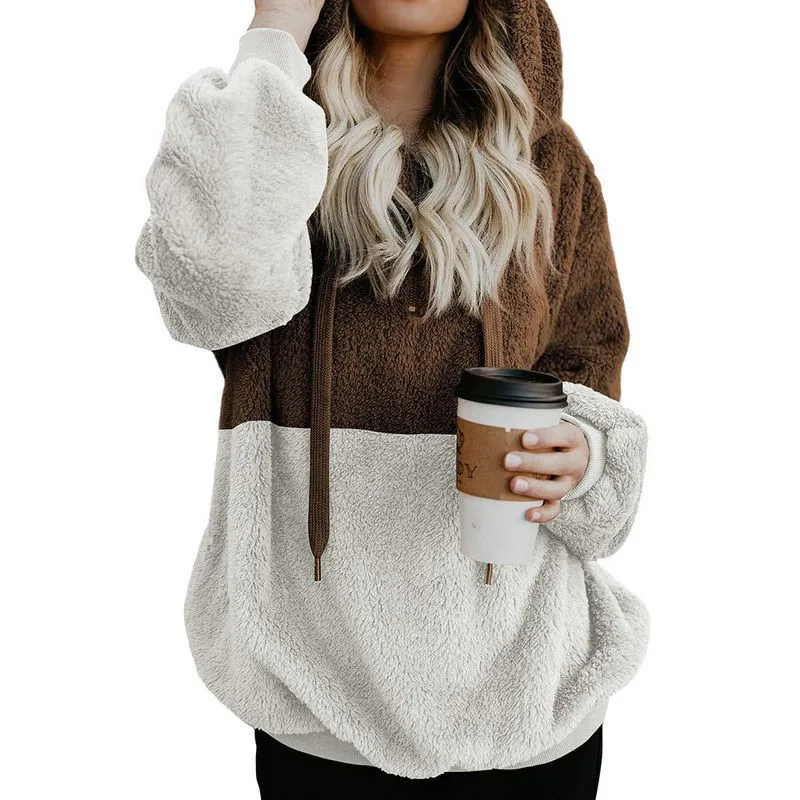 Plus Size S-5XL Women's Sweatshirt Long Sleeve Hooded Fleece Hoodies Autumn Winter Patchwork Color Warm Zipper Hoodie Pullover Plus Size S-5XL Women's Sweatshirt Long Sleeve Hooded Fleece Hoodies Autumn Winter Patchwork Color Warm Zipper Hoodie Pullover