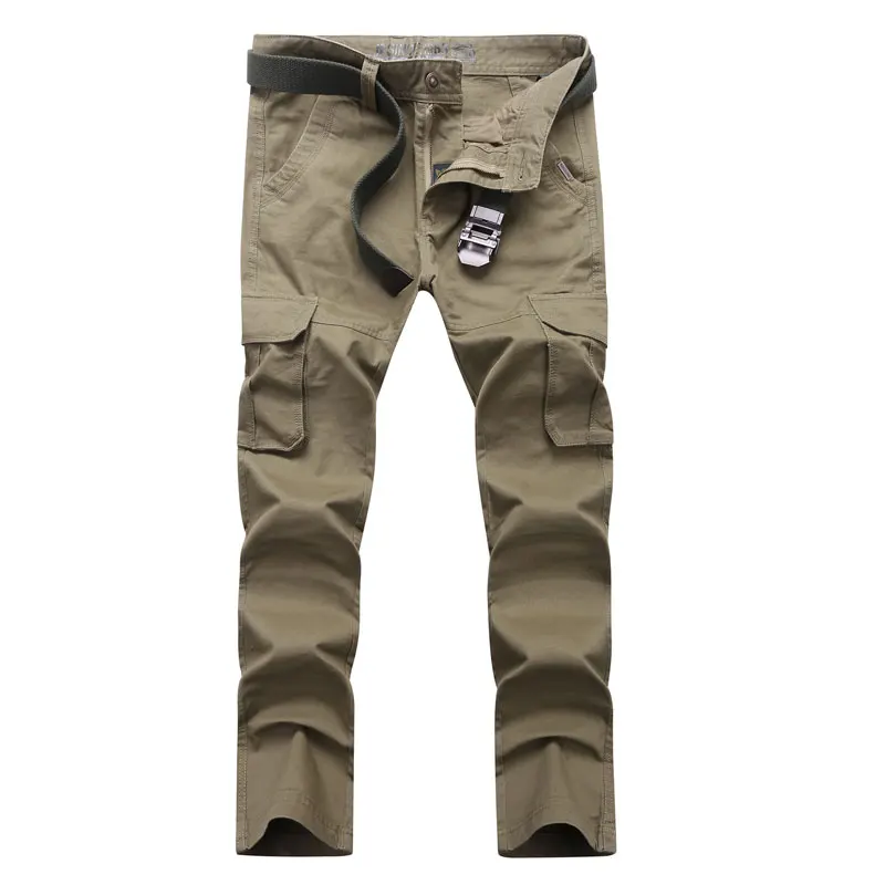 Мужские брюки-карго, повседневные хлопковые брюки с несколькими карманами, комбинезоны, военные тактические брюки, мужская верхняя одежда, прямые брюки, плюс размер 44
