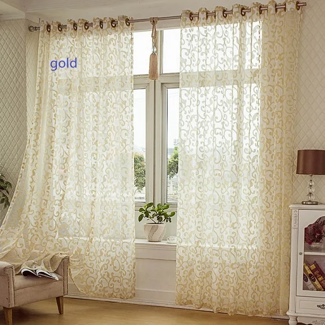 Free Shipping Modern Rustic Design Jacquard Organza Tulle Sheer