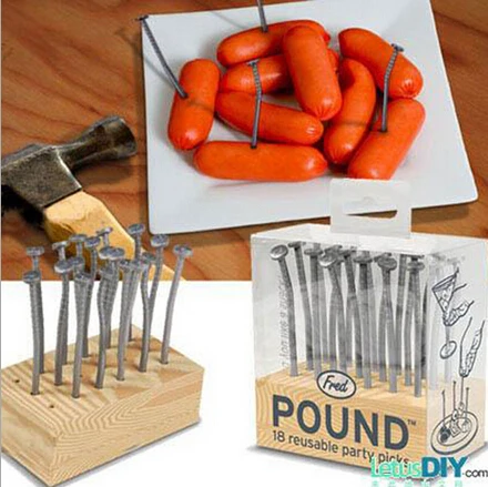 

18 Pieces Creative Plastic Nail Shaped Reusable Party Picks Fruit Forks Free Shipping
