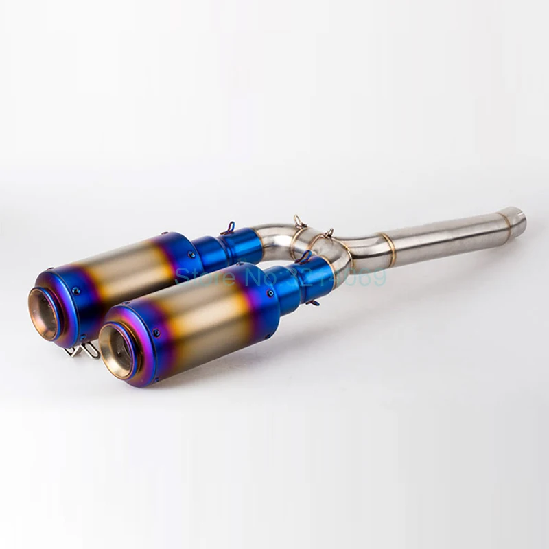 Universal entrada 51mm de la motocicleta tubo de Escape para FZ6S FZ600 FZ6 de fibra de carbono Moto escapar FZ6N silenciador con sistema de enlace de tubería