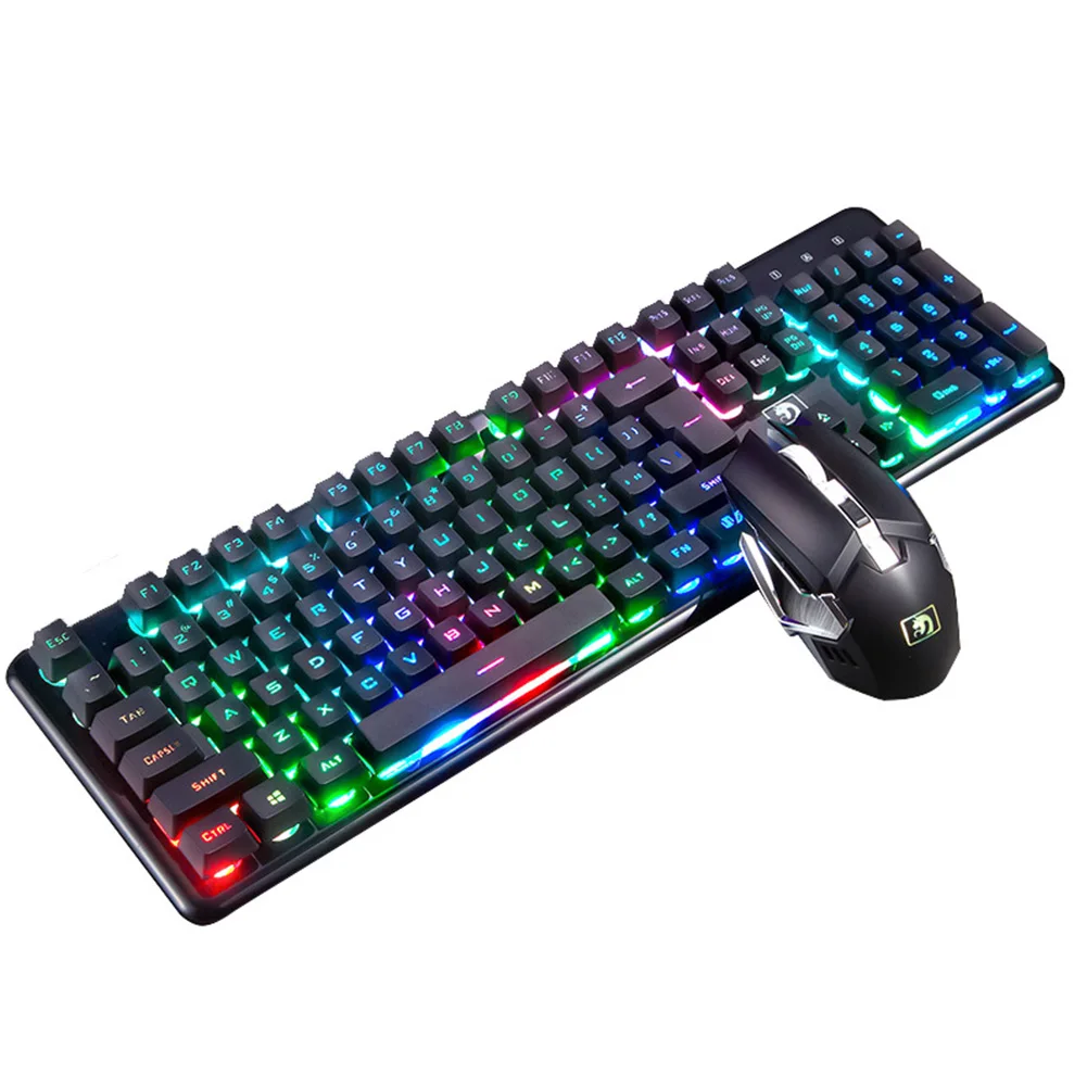 

Home Gaming Ergonomic Wireless 2.4GHz 2400DPI Cool Colorful Backlit Keyboard Mouse Combo PC Rechargeable Waterproof For Xinmen