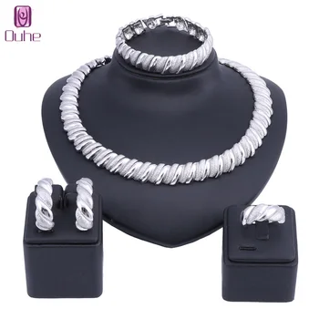 

Fashion African Jewelry Sets Women Wedding Dubai Gold Color Necklace Ring Jewelry Set Wholesale Customer Bridal Accessories