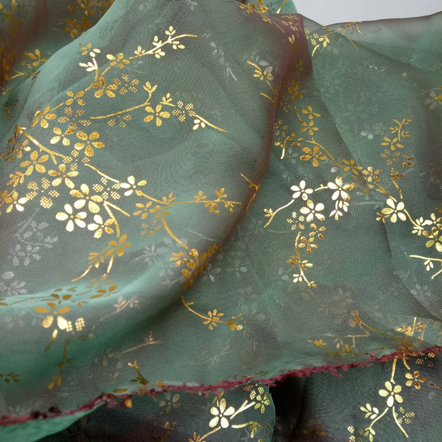Платье для косплея бронзовая ткань шифон в цветочек блестящая ткань бронзовая костюм материал DIY сценическое платье для косплея 1 метр