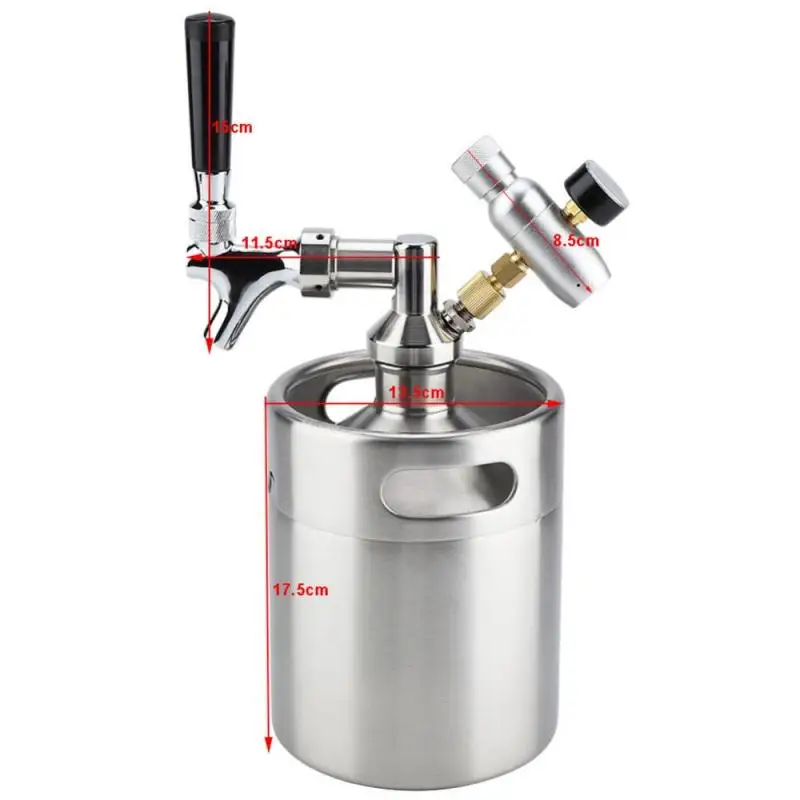 

Protable 2L Mini Stainless Steel Keg with Faucet Pressurized Home Brewing Craft Beer Dispenser System