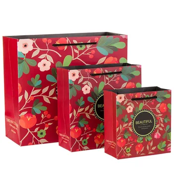 

5PCS beautiful romantic flower gift paper bag packaging shopping wedding birthday Mother's day carrier bag fashion clothes candy