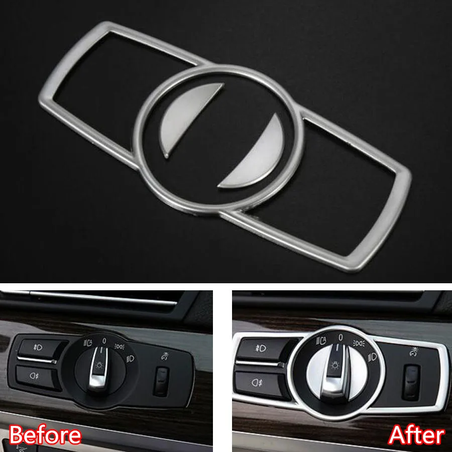 Interruptor de Cabeça de Farol Botão de Decoração Adesivo para Bmw Yaquicka Automotivo Guarnição Series F10 2011-2020 Estilização 3x 5 4 Cheap Molduras interiores