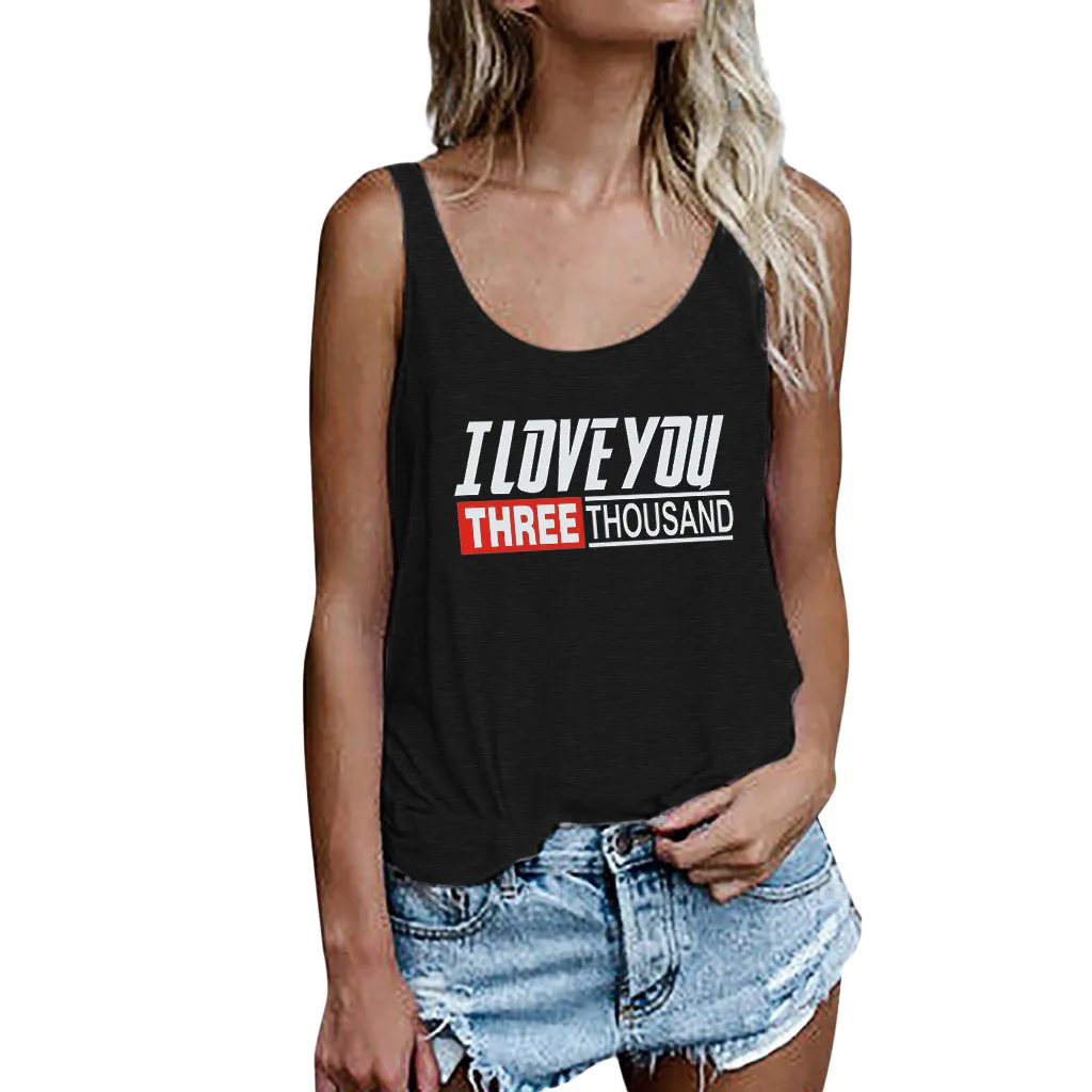 

feitong I Love You 3000 Women's Printing Vest Sleeveless Loose Tops Tank cropped feminino woman tanktop female clothes