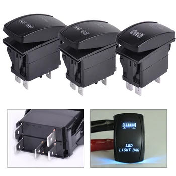 

beler 3Pcs Front & Rear LED Light Backlit Rocker Switch On-Off 5 Pin for VW Ford Audi BMW Mazda Honda Suzuki UTV Car Boat Truck