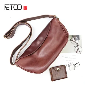 

AETOO Men's chest bag new trend leather dead casual Messenger men's shoulder dumpling