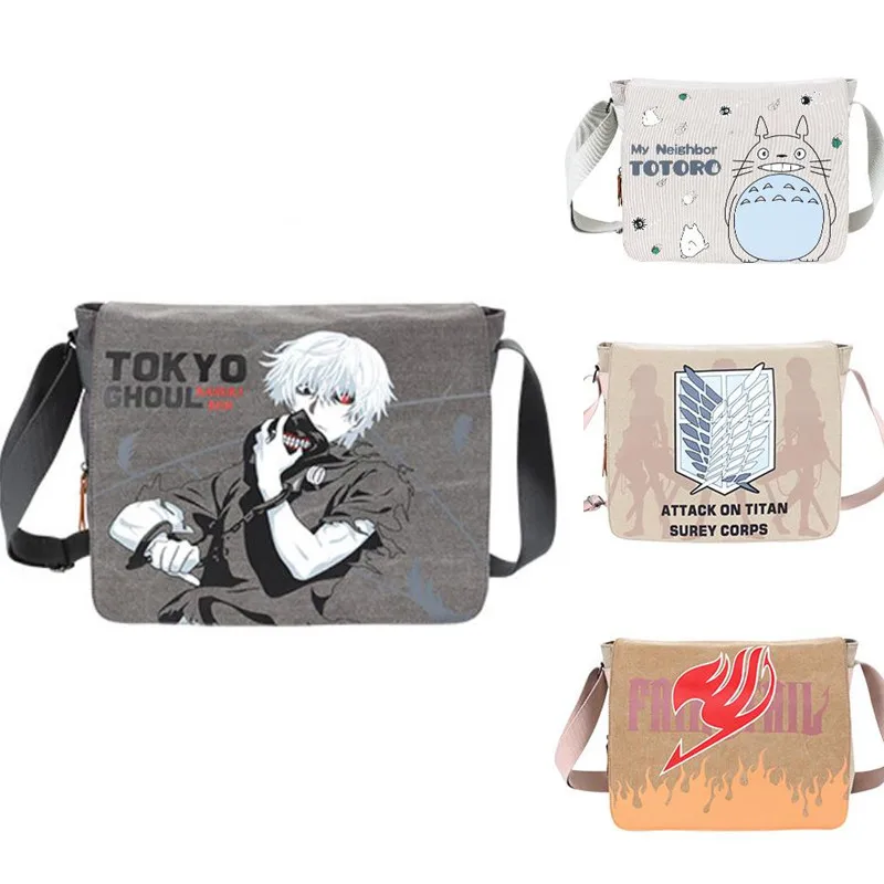 

My Neighbor Totoro Attack on Giants Canvas Casual Boys Girls Shoulder Bag Cross body Bag Schoolbag Messenger Bag Cosplay Travel