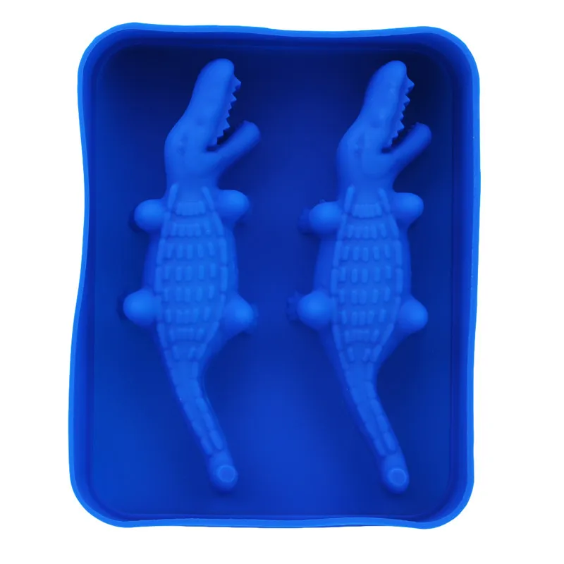 В форме крокодила 3D формы для льда, вечерние силиконовые лотки, форма для шоколада, форма для пирожных, конфет, крутой инструмент для виски, вина, мороженого - Цвет: deep blue