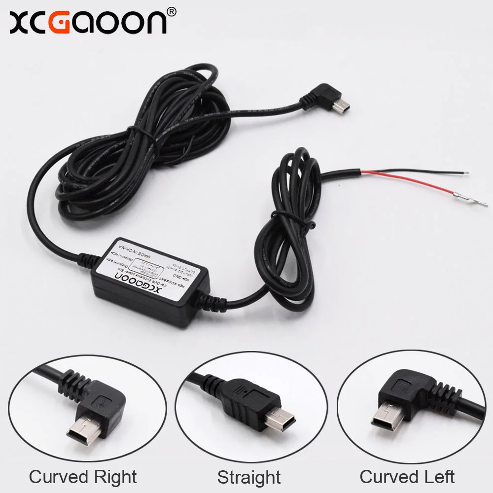 XCGaoon DC 12 В до 5 В 2 а 3,5 м кабель для автомобильного зарядного устройства Мини USB кабель для зарядного устройства с жестким проводом автоматическая зарядка для видеорегистратора автомобиля DVR