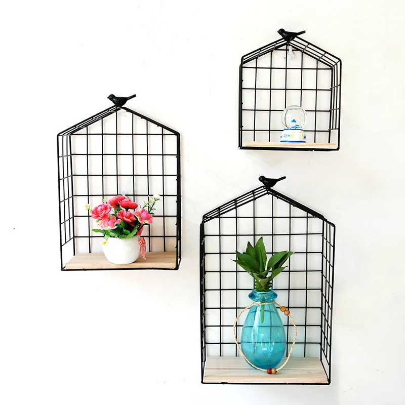 ديكور المنزل جدار تخزين الرف مجلة زهرة وعاء تخزين الرف حامل معدن الحديد مقهى متجر الديكور عرض رفوف الرف
