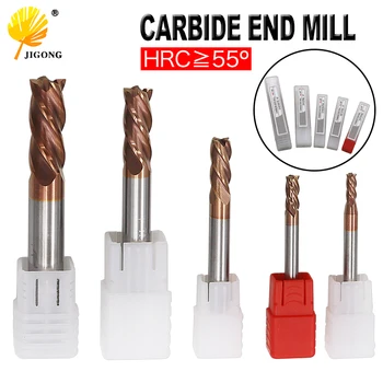 

Tungsten Steel End Mill Straight Shank HRC55 degree 4 Flute Solid Carbide CNC Milling Cutter 3mm 4mm 6mm 8mm 10mm