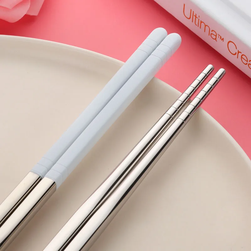 Покупатель звезда 5 пар портативные креативные корейские палочки для еды из нержавеющей стали персонализированные золотые Розовые Палочки для суши Хаши - Цвет: 5 White Chopsticks