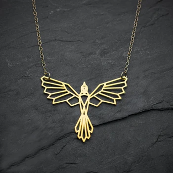 

Wholesale Fashion Origami Phoenix Bird Necklace Women Choker Necklace Animal Bird Pendant Geometric Jewelry Gift Punk