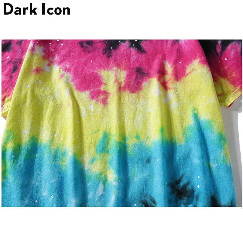 DARK ICON Colortone Tie Dye Crew Neck Hipster Men's T-shirt Short Sleeve 2019 Summer Casual Tshirt Men Tee Shirts Man Clothing