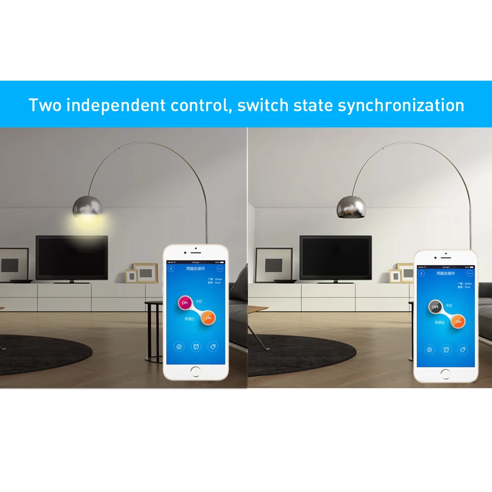  Itead Sonoff Dual 2ch 15A 3500W Wifi Smart Switch Light Remote Timer Wireless 2 Gang Control Works  - 32922959052