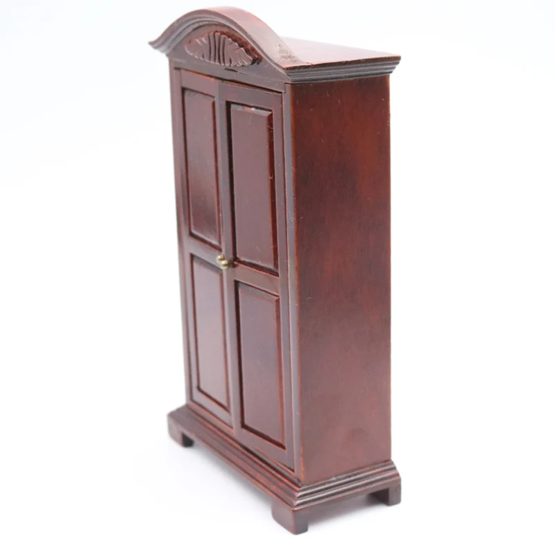 1:12 دمية الأثاث اليدوية الرجعية ببابين خزانة مع أدراج نموذج منزل الدعائم لعب للأطفال