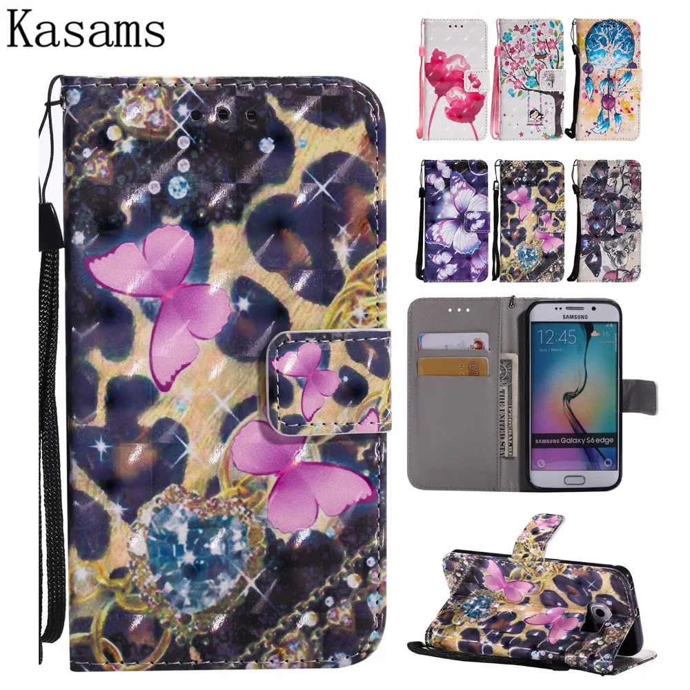 

3D Painting For Samsung Galaxy S6 Edge S7 Edge Phone Bag For Galaxy G920 G925 G930 G935 PU Wallet Cover S6 Flip Leather Case S 7